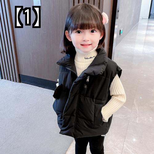 ダウンベスト キッズ アウター 子供服 おしゃれ 女の子 ベスト 冬 コート 外国風 ダウン コットン 秋服 厚手 チョッキ アウター 黒 白 ピンク