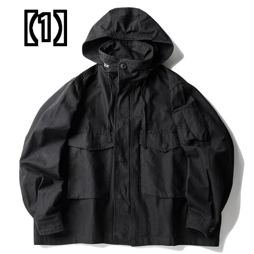 ジャケット メンズ アウター 秋冬 フード付き ファッション ルーズ コットン ツーリング レトロ カジュアル ブラック カーキ