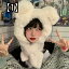 マフラー 暖かい クマ 帽子 スカーフ 冬 韓国 かわいい ぬいぐるみ 厚手 サイクリング 防寒 耳 保護 ホワイト 耳付き 被り物