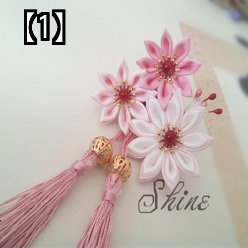 かんざし レディース ヘアアクセサリー 髪飾り 和装 和服 和風 レトロ ピンク タッセル 花