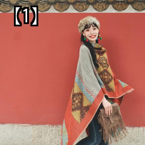 ポンチョ ストール エスニック レディース ファッション 秋冬 マント ショール 暖かい 民族風 防寒 フード付き コットン カーキ グレー ブラック