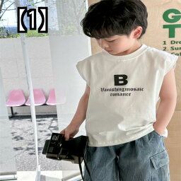 タンクトップ キッズ 春夏 ノースリーブ トップス 子供服 男の子 tシャツ プリント シンプル 白 グレー