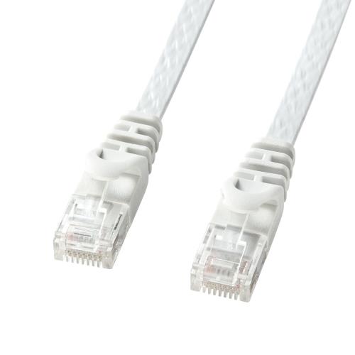 Rakuten - サンワサプライ LANケーブル パソコン、LANハブ対応 CAT6 フラットタイプ 1Gbps/250MHz ギガビット イーサネットケーブル RJ45コネクタ ツメ折れ防止 (10m) ホワイト LA-FL6-10W