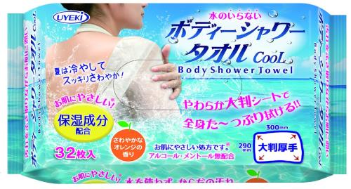 水を使わず、からだの汚れ、ニオイをスッキリ落とす さわやかなオレンジの香り やわらなか厚手の大判シート(290mm×300mm)だから、1枚で全身たっぷり拭ける アルコール、メントール成分無配合、お肌にやさしい処方です 夏は冷やしてスッキリさわやか