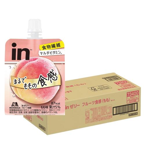 inゼリー フルーツ食感 もも (150g×36個) 森永製菓 栄養補助食品(ビオチン) 食物繊維 マルチビタミン デザート 桃 国産 gramsky-10069633 グラムスキー薬局 楽天市場店 パッケージ画像