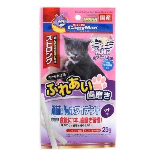 (まとめ買い)キャティーマン 猫ちゃんホワイデント ストロング ツナ味 25g 猫用おやつ ×24