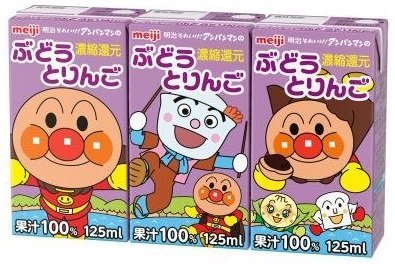 明治 それいけ!アンパンマンのぶどうとりんご 125ml紙パック×36(3P×12)本入×(2ケース)