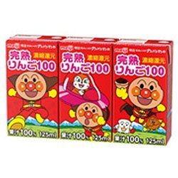 明治 それいけ!アンパンマンの完熟りんご100 125ml紙パック×36(3P×12)本入×(2ケース)