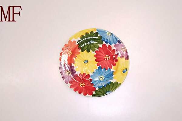 ■かわいいスペイン陶器■　139　デザート皿　平皿　丸皿　プレート　円形プレート　スペイン食器　ハエン　手描き　民芸陶器　プレゼント　ギフト
