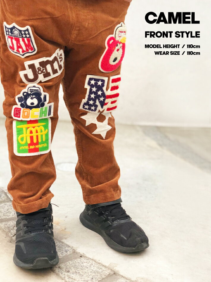 ☆50%OFFセール☆2021AW新作☆JAM ジャム パッチテーパードパンツ【GrandGround グラグラ クマテンチョー 子供服 セットアップ ワッペン 長ズボン ボトムス　コーデュロイ デニム キッズ ジュニア 人気 ストリート 100cm 120cm 130cm 140cm】