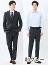 【タイムセール】 ストレッチウォッシャブル レギュラーフィット 2ボタン2パンツスーツ チェックグレー