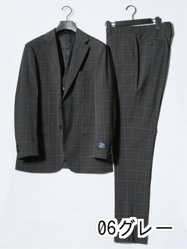 マルゾット/Marzotto ウール混 レギュラーフィット 2ボタン3ピーススーツ チェックグレー マルゾット/Marzotto ウール混 レギュラーフィット 2ボタン3ピーススーツ チェックグレー