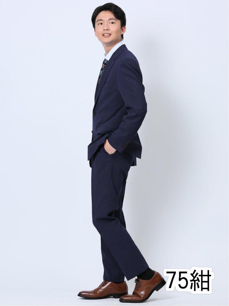 ストレッチウォッシャブル レギュラーフィット 2ボタン2ピーススーツ 千鳥紺