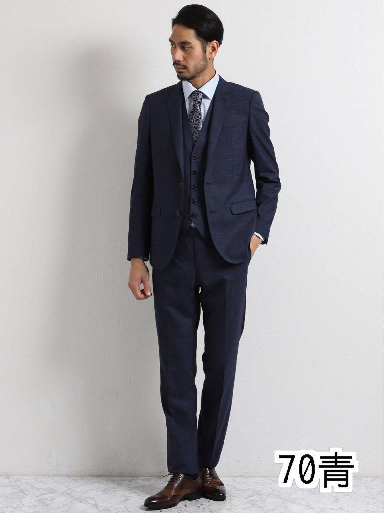 超美品ののスーツ 肌着 カジュアル ウィンドペン青メンズファッション スーツ カットソー フォーマル カジュアルシャツ スーツ セットアップ ゴルフ ブルゾン アクセサリー メンズ キャップ ドレスシャツ シューズ メンズ 大きいサイズ メンズ ウエストマジック 光沢