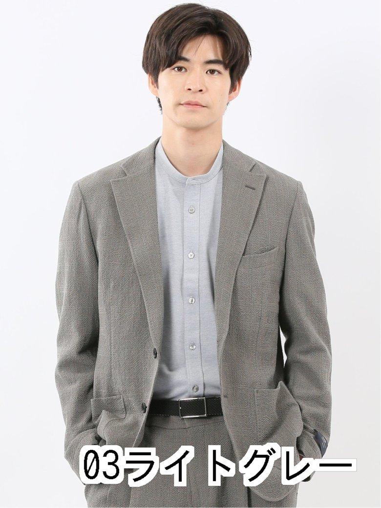 ウール混サッカー 2ボタンジャケット(セットアップ可能)