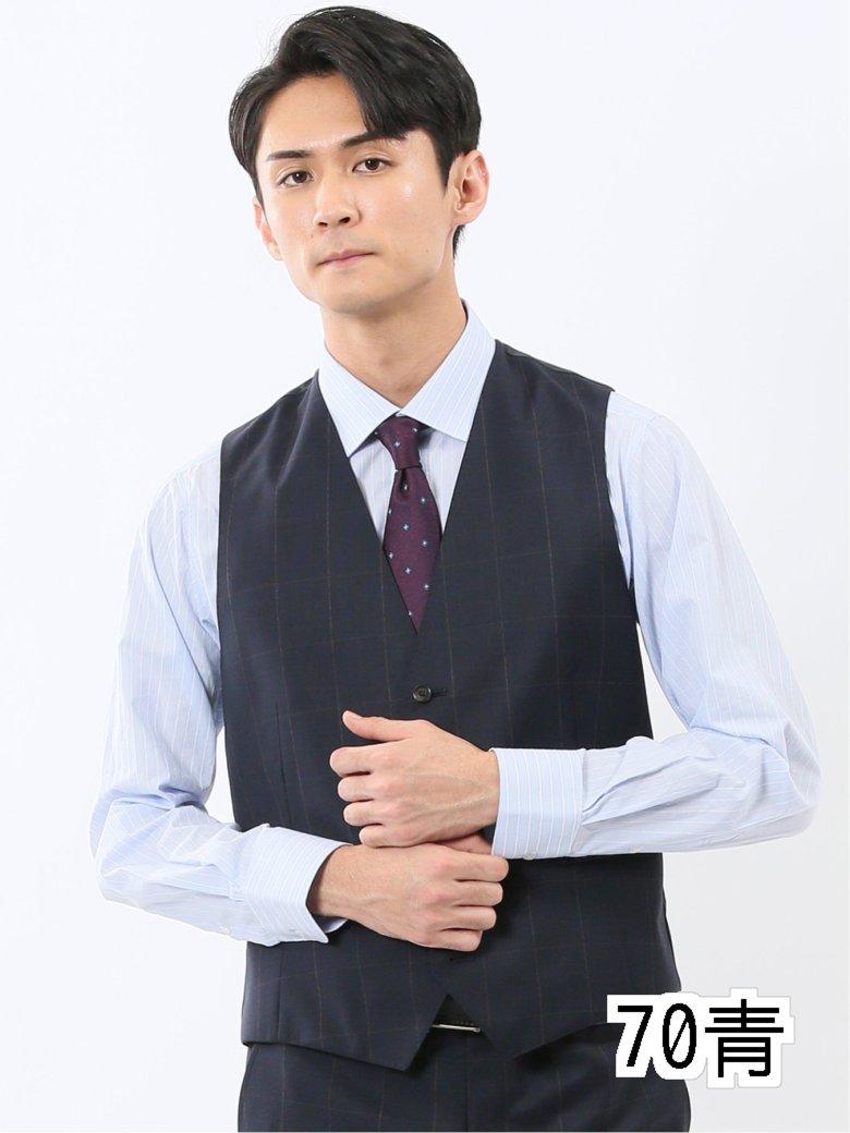 マルゾット ウール ジレベスト ウィンドペン紺(セットアップ可能)