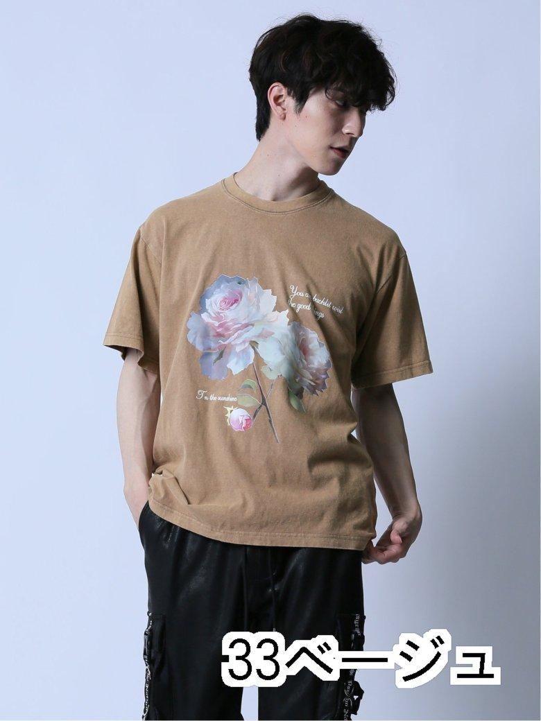 ピグメントフラワー クルーネック半袖Tシャツ