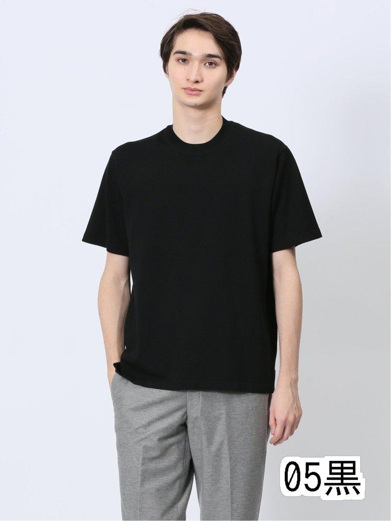【タイムセール】 【DRESS T-SHIRT】レーヨン混ストレッチ スロープネック半袖Tシャツ
