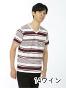 【値下げ】 リップルボーダー Vネック半袖Tシャツ Tシャツ/カットソー