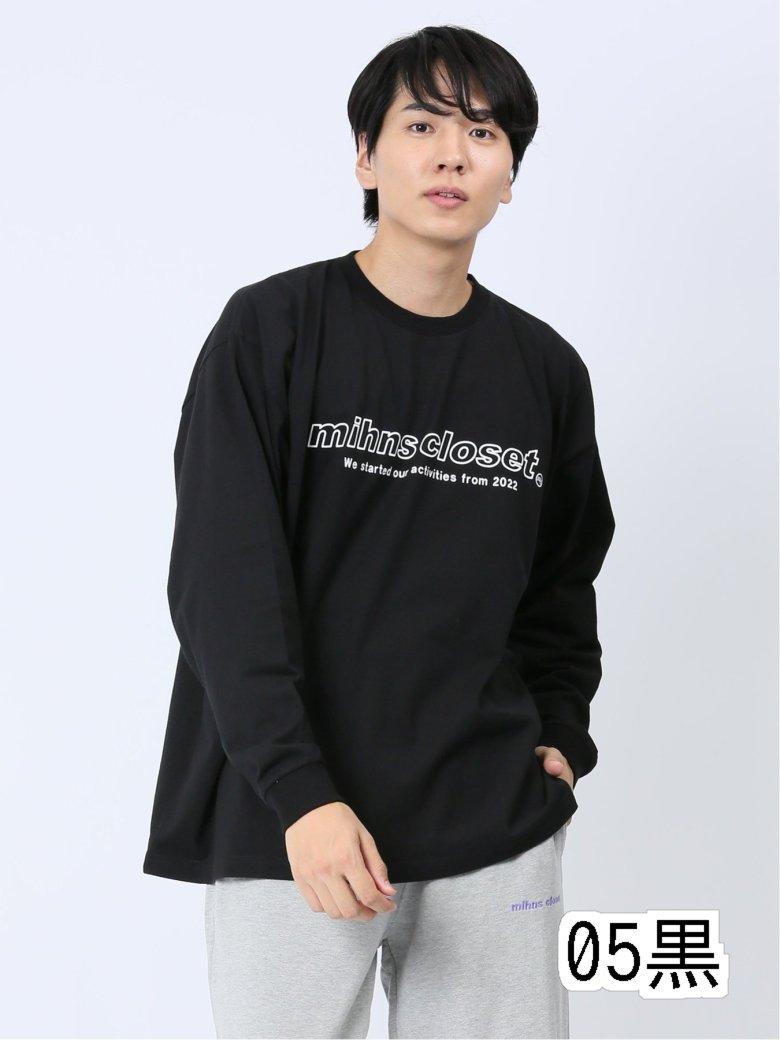 【WEB限定】ミンズクローゼット/mihns closet モノトーンプリント クルー長袖Tシャツ Tシャツ/カットソー