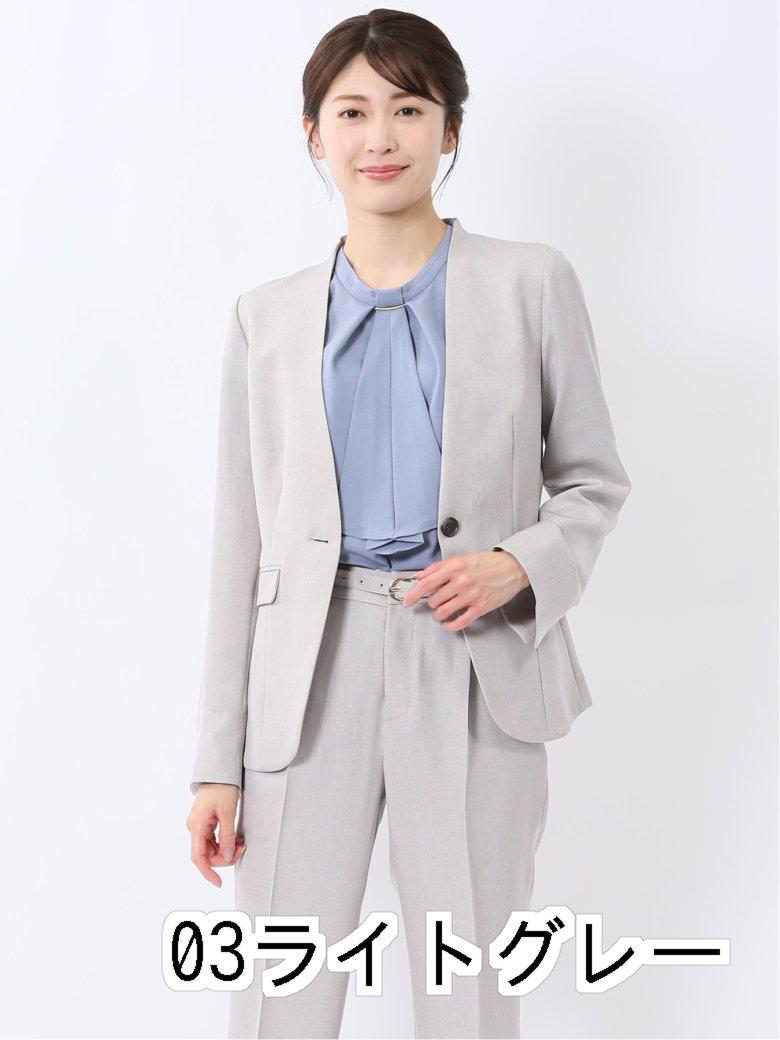 【値下げ】 ストレッチウォッシャブル 1ボタン カラーレスジャケット ライトグレー(セットアップ可能)