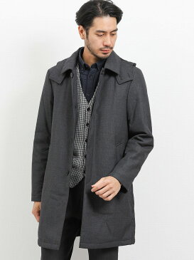 【メンズ】フーデッド パディングコート グレー ステンカラーコート タカキュー コート メンズ