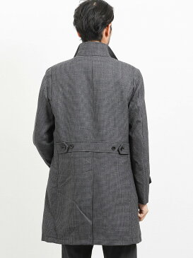 【メンズ】ライナー付ウール混ダブルフェイス比翼立ち衿コート 千鳥グレー ステンカラーコート タカキュー コート メンズ
