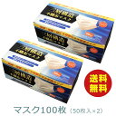 ポイント2倍 あす楽 当日出荷 マスク100枚 (50枚×2) 送料込 不織布マスク 大人用 普通サイズ 3層構造 立体プリーツ ふんわり丸ひも 高密度フィルター 使い捨てマスク