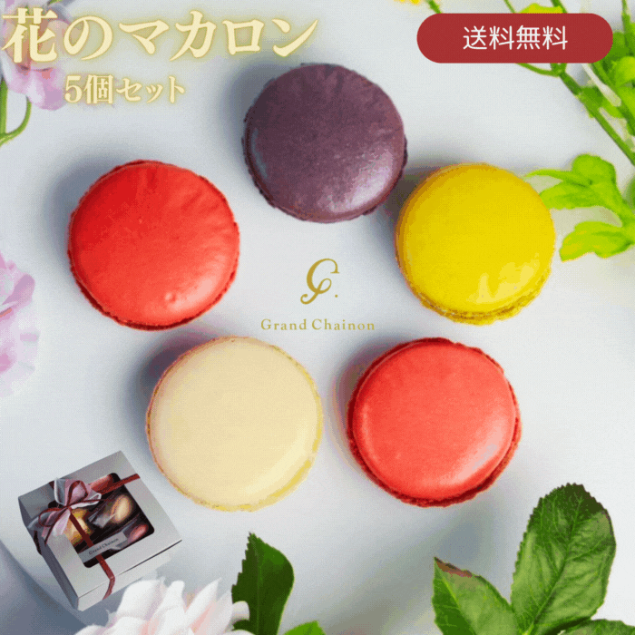 ＼スーパーSALE 12月4日20:00- 半額／ お歳暮 マカロン ギフト 【お花のマカロン 5個入】 送料無料 有名店 お取り寄せ スイーツ 贈答 誕生日 女子会 結婚 退職 出産 ご褒美 自分用 手土産 内祝い お礼 かわいい おしゃれ クリスマス バレンタイン グランシェノン