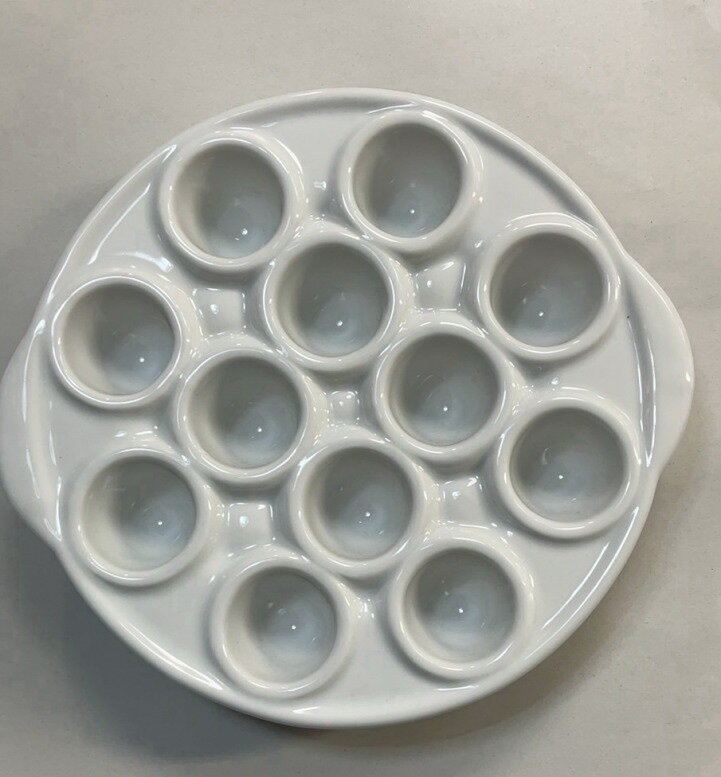 元祖エスカルゴ皿プレート12穴　耳付き　白ホワイト　オーブン料理用　Escargot oven dish