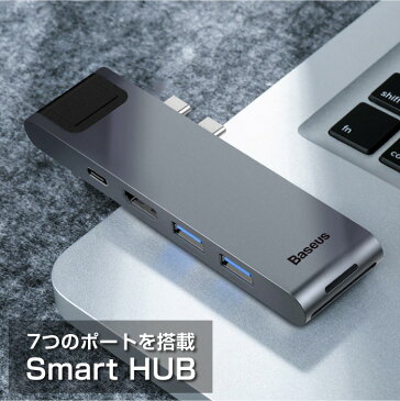 USBハブ 7in1 Type C HDMI出力 4K Type-Cハブ 7ポート USB3.0 USB HUB PD 急速充電 マルチ 充電器 ハブ コンパクトマウス キーボード スリム 軽量 データー転送 スマホ iPhone スマートフォン 有線LAN MacBook Pro 変換アダプター