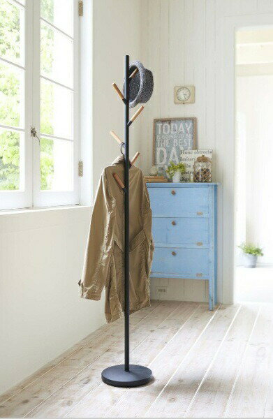 ポールハンガー プレーン ブラック ホワイト 2814 2815 木製 コート掛け コートかけ ハンガーフック ハ..