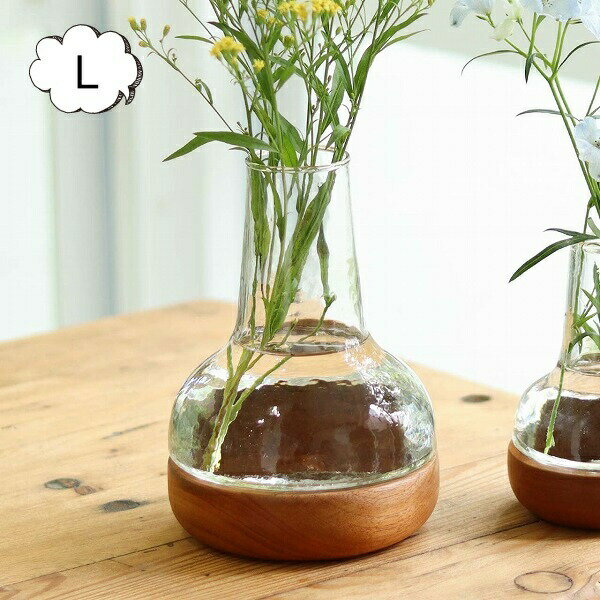 シナリーウッド＆ガラスベース チムニー Lサイズ シナリーベース Sceneryvase 92280007 花瓶 フラワーベース シナリー ガラス クレエ Creer フラワーベース/木/花/フラワー/フラワーグラス/花瓶 ガラス/ガラスベース/シンプル/おしゃれ 置物/北欧/花器/インテリア雑貨