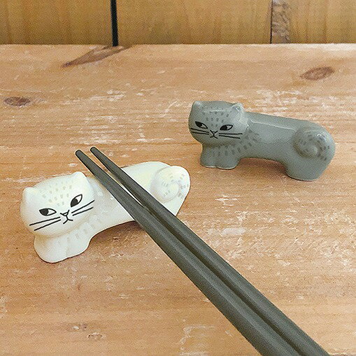 箸置き 猫 FIKA ホワイト グレー 白 デコレ DECOLE 猫 ねこ ネコ cat キャット  ...