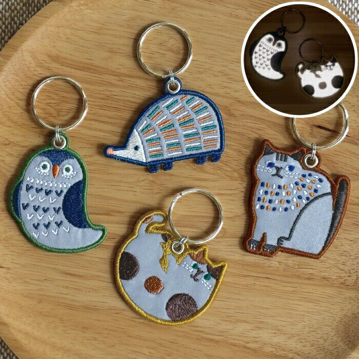 リフレクター刺繍キーリング キーリング fikalycka CAT BR ねこ デコレ 反射板 キー ...