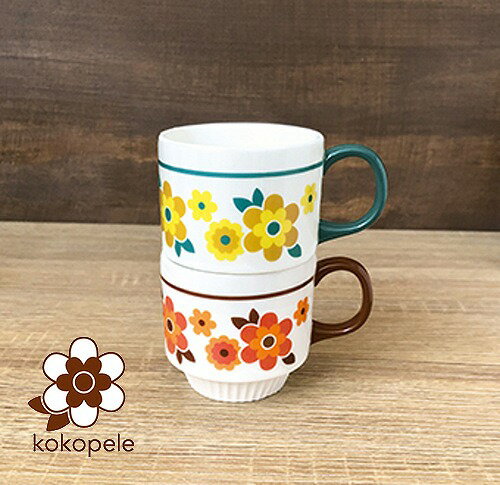 マグカップ (1000円程度) マグカップ レトロマグカップ デコレ ココペル ブラウン グリーン DECOLE kokopele 電子レンジ マグカップ マグ 陶器 コップ マグカップ　タンブラー キッチン 雑貨 ナチュラル かわいい おしゃれ 食器 台所【ポイント10倍】