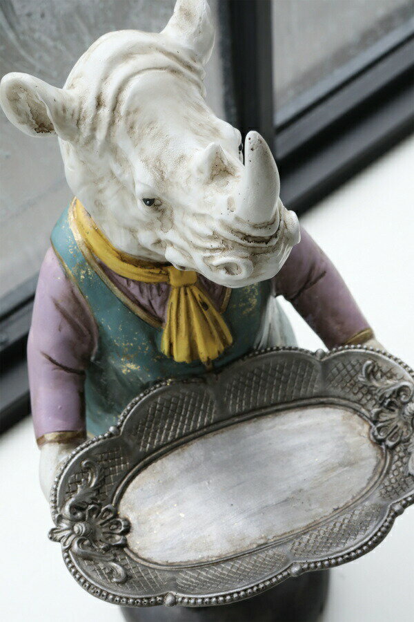 オファプレート・ライノス サイ さい 動物 アンティーク風 オブジェ 置物 【COVENT GARDEN コベントガーデン】 BK-68 【送料無料 ポイント6倍】