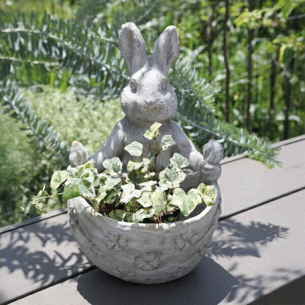 乐天商城 - ラビットクロスポット うさぎ ウサギ ラビット rabbit アンティーク風 コベントガーデン COVENT GARDEN フラワーポット 花 鉢 観葉植物 ガーデン雑貨 ナチュラルガーデン 動物 PR-04