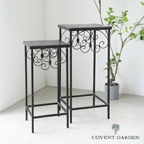 セルリー・フラワースタンド2点セット プランターボックス プランター プランタースタンド/フラワースタンド アイアン製 デザイン 園芸ラック アイアン 木製〔ガーデニング 園芸 エクステリア用品〕 【送料無料 ポイント6倍】のサムネイル