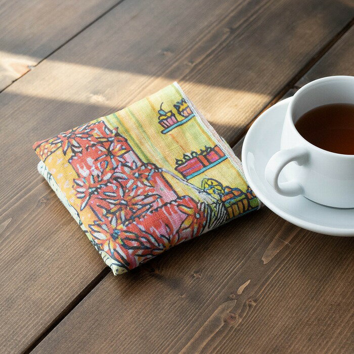 インテリア雑貨 グランデワイルドのリーノエリーナ Lino e Lina ハンカチ フロレゾン ラパン Celebrating life with folks NP015 リネンハンカチ レディース 女性 兎 うさぎ ウサギ ラビット rabbit｜アングル3