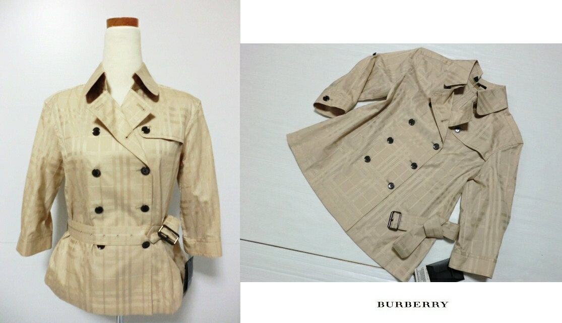 バーバリー バーバリー ロンドン BURBERRY LONDON　トーナルチェック柄七分袖（ロールUP）ジャケット 40(11号) ライトベージュ