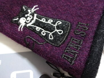 アナスイ ANNA SUI 猫 ロゴ入り スマートフォン対応 やわらか 手袋(パープル)