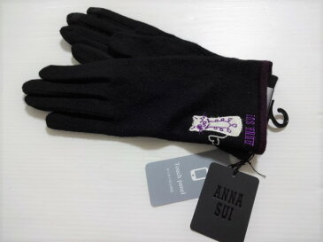 アナスイ ANNASUI 猫・ロゴ入り スマートフォン対応 やわらか手袋 (黒)