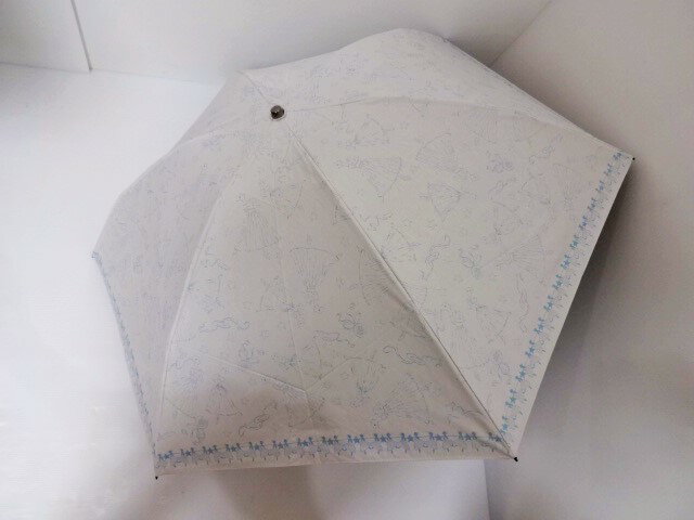 アナ スイ 日傘 レディース アナスイ　ANNASUI　バレリーナ　ロゴ入り　UV　1級遮光生地　　晴雨兼用　婦人折り畳み 傘　（日傘）　ライトグレイ