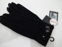 アナ スイ 手袋（レディース） アナスイ　ANNA SUI　手首に　猫ワッペン　手袋　スマートフォン対応　21cm~22cm　黒　ネコ　CAT　日本製　ねこ