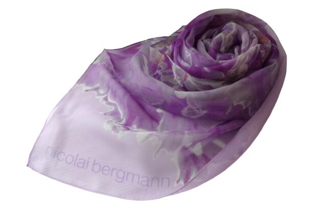 ニコライバーグマン　nicolai bergmann　絹100％　日本製　ストール　紫色　パープル　薄手