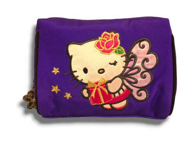 アナスイ アナスイ　ANNA SUI　×　ハローキティ　コラボ　ポーチ　蝶　キティちゃん　猫　バラ　化粧ポーチ　コスメポーチ　パープル　日本限定商品