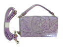 アナスイ ANNA SUI　 2WAY ウォレットショルダー　マルチウォレット　ショルダーウォレット　ラウンドファスナーかぶせ長財布　パーティバッグ　ローズ柄　牛革　本革　パープル　紫　レディース　女性