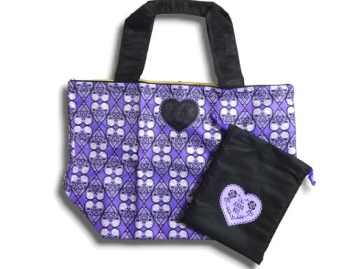 アナスイ ANNA SUI エコバック 巾着ケース付き ロゴ入り ファスナー開閉式 パープル ハート柄 ラブリー レディースエコバッグ アナスイ ANNA SUI エコバック 巾着ケース付き ロゴ入り ファスナー開閉式 パープル ハート柄 ラブリー レディースエコバッグ
