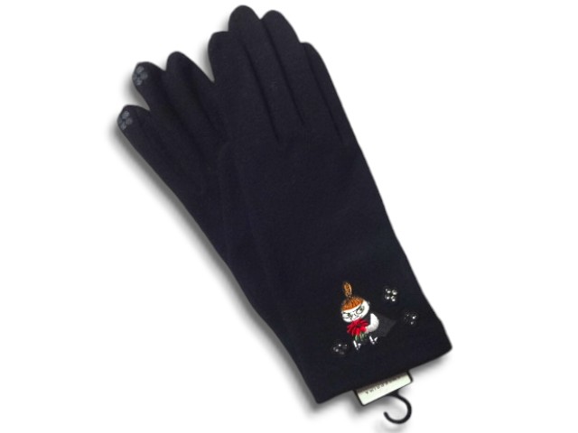 アンテプリマ ANTEPRIMA×ムーミン MOOMIN コラボ 手袋 スマートフォン対応 抗菌防臭加工 ウール・カシミヤ使用 ブラック 花柄 リトルミイ 21~22cm レディース手袋